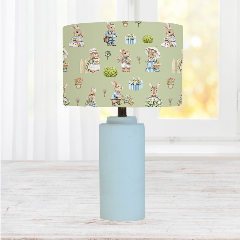 bunny rabbit gender neutral children's bedroom and nursery lampshade, sage green