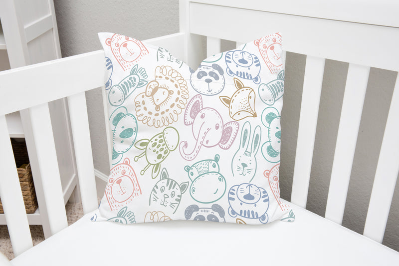 Gender neutral animal outlines children's bedroom nursery cushion