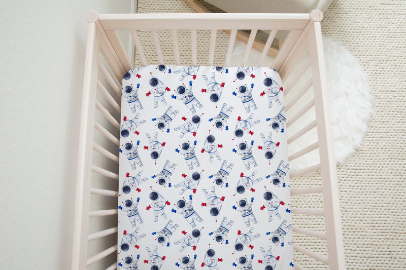 Astronaut Fitted Cot Bed Sheet, White freeshipping - Big Little Bedrooms
