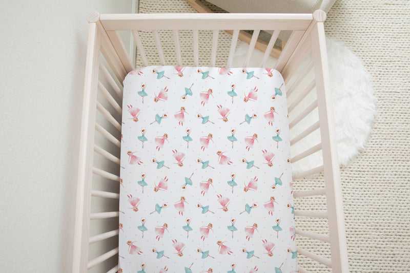 Ballerina fitted nursery cot bed sheet pink and mint green