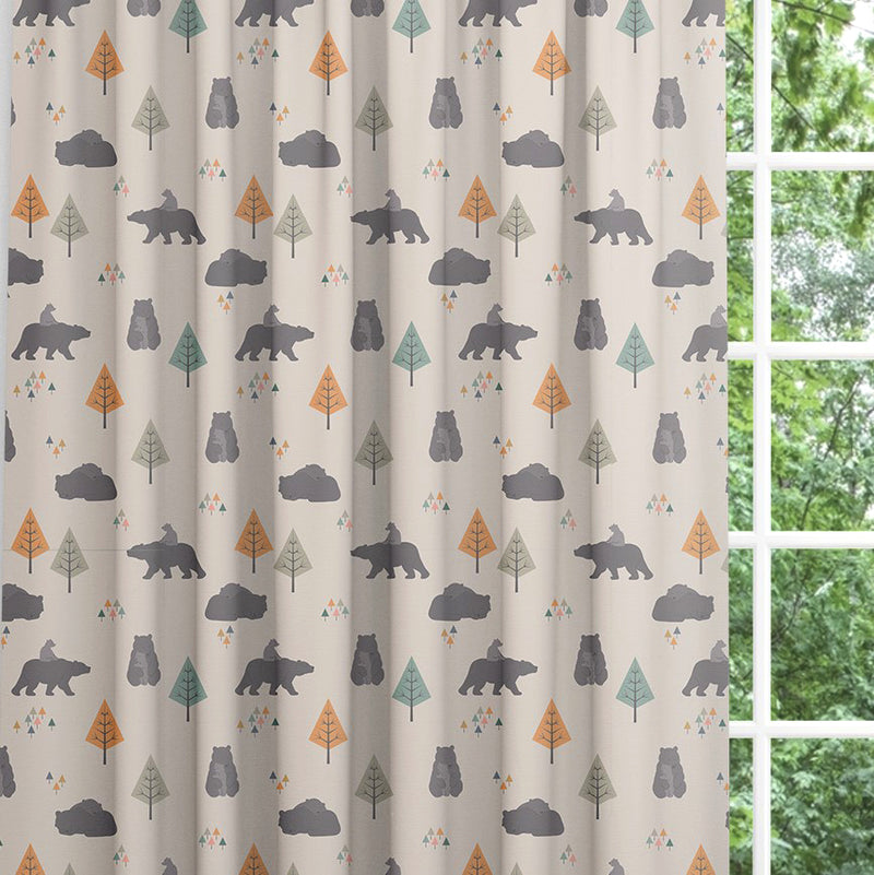 Bear Family Children's Curtains, Natural freeshipping - Big Little Bedrooms