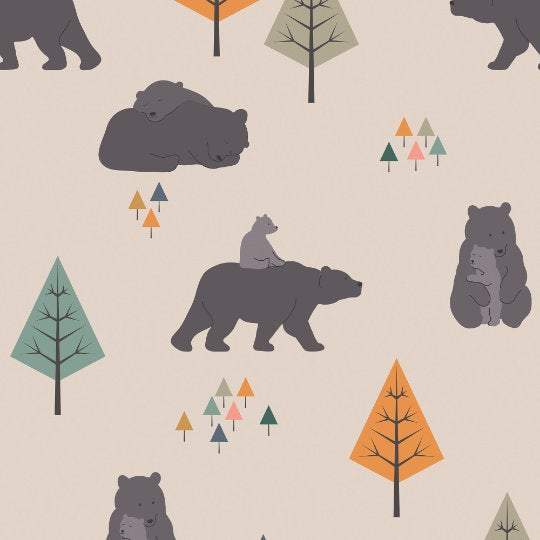 Bear Family Children's Curtains, Natural freeshipping - Big Little Bedrooms