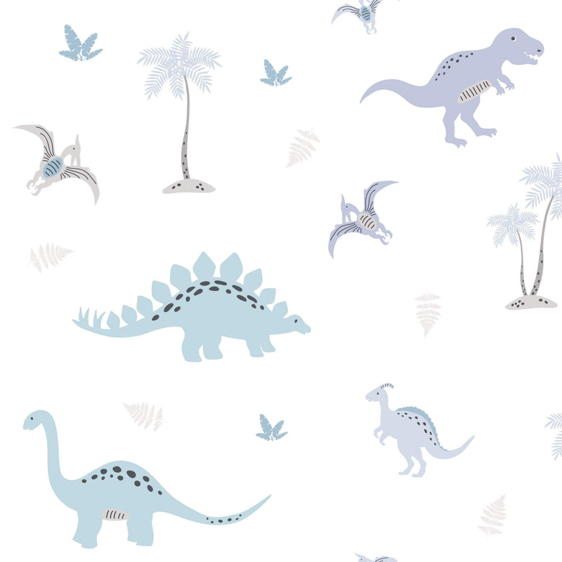 Made to measure blackout lined dinosaurs children's bedroom and nursery curtains, blue, pencil pleat or eyelet