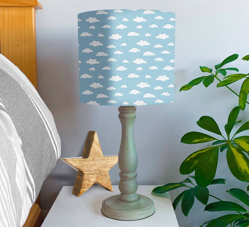 Cloud Print Lampshade, Baby Blue freeshipping - Big Little Bedrooms