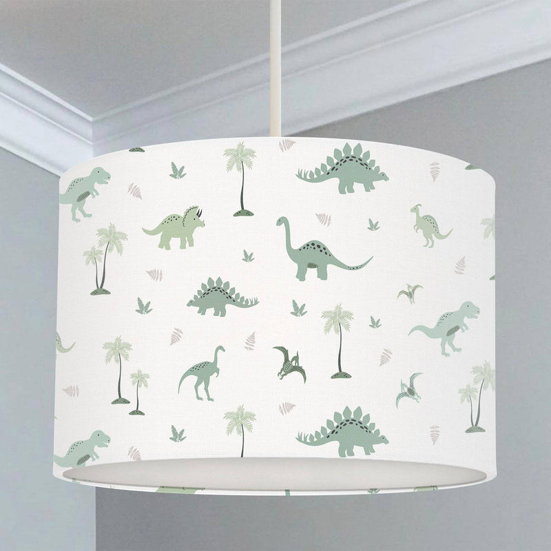 Green dinosaur children's bedroom and nursery lampshade lighting ceiling or lamp