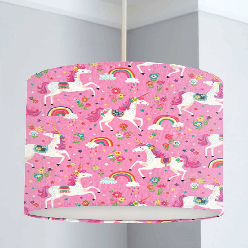 Unicorn and Rainbow Lampshade, Pink freeshipping - Big Little Bedrooms