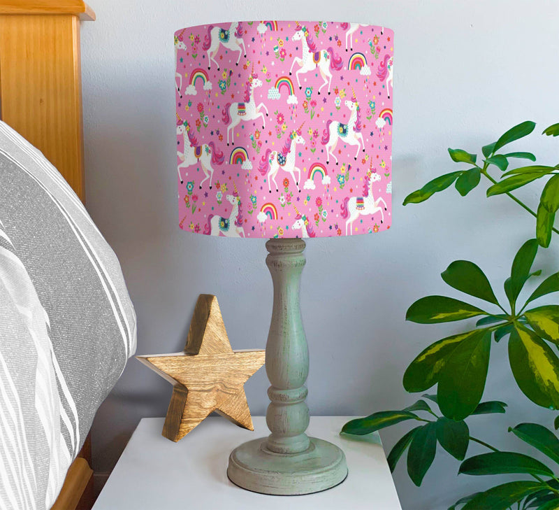 Unicorn and Rainbow Lampshade, Pink freeshipping - Big Little Bedrooms