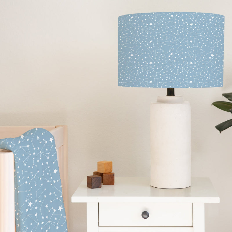 Light blue stars children's bedroom and nursery lampshade, lightshade, lamp for ceiling fitting or lamp base.