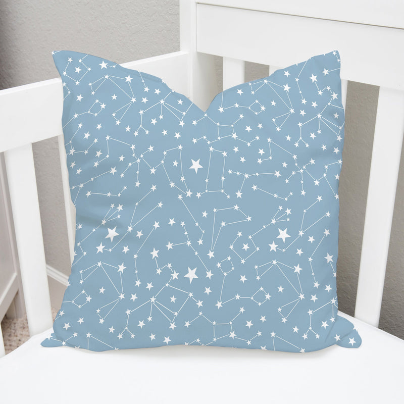 Light blue space constellations children's bedroom and nursery cushion