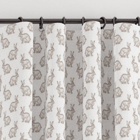 Pencil pleat children's bedroom and nursery curtains in a little brown rabbits print. Big Little Bedrooms. Free Shipping. 