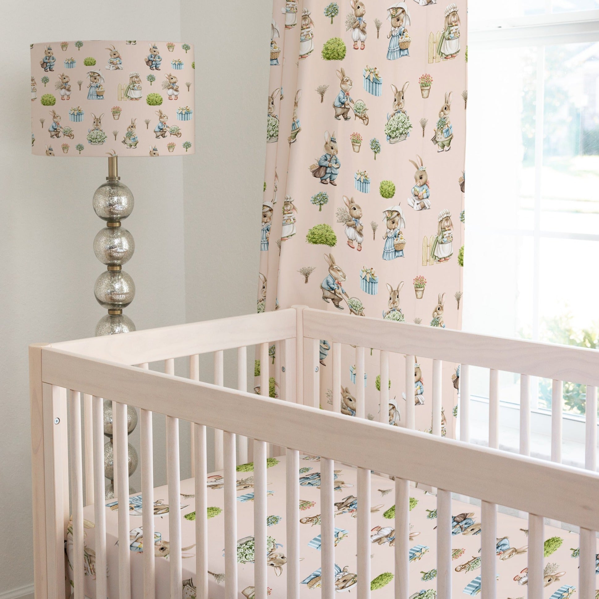 Bunny rabbit family children's bedroom and nursery decor, blush pink