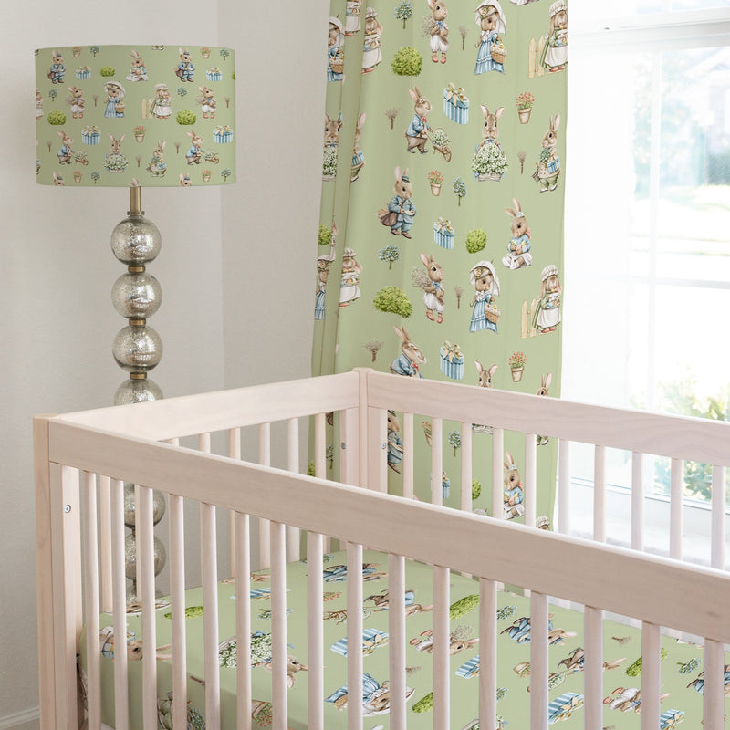 Bunny rabbit family children's bedroom and nursery decor, gender neutral sage green