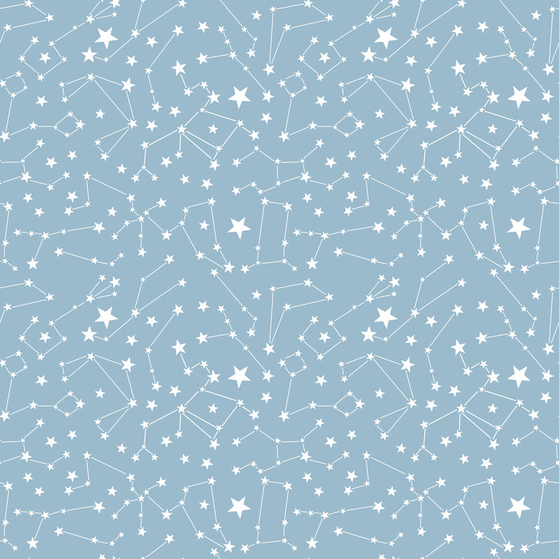 Blue and white stars, constellation print children's bedroom and nursery decor. Big Little Bedrooms. Free Shipping. 