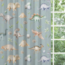 Grey green watercolour dinosaur bespoke children's bedroom and nursery blackout lined curtains, eyelet or pencil pleat. 