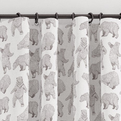Pencil pleat children's bedroom and nursery curtains in dancing brown bear print. Big Little Bedrooms. Free Shipping. 