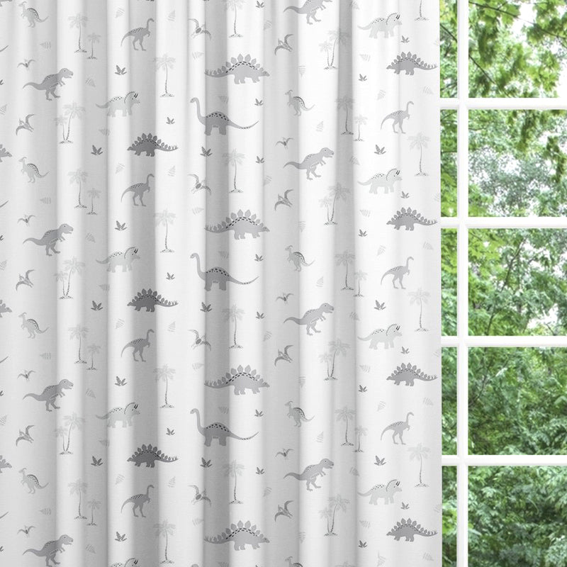 Backout lined children's bedroom and nursery curtains, grey dinosaurs.