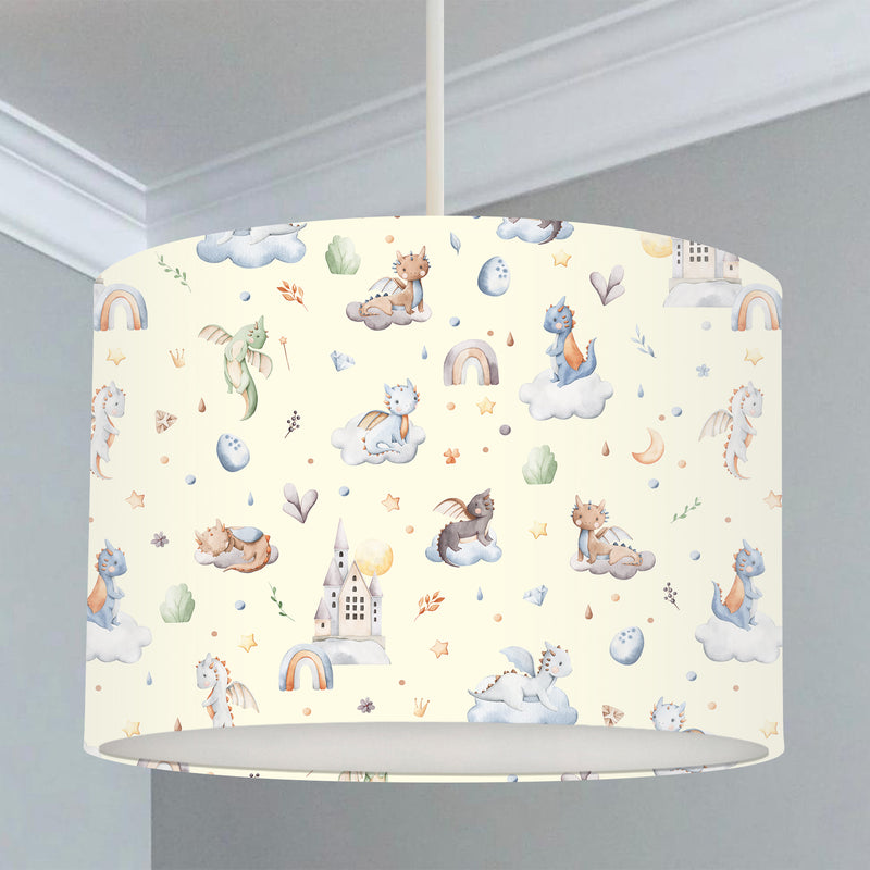 Dragon baby yellow children's bedroom nursery gender neutral ceiling and lamp fitting lampshades and lightshades