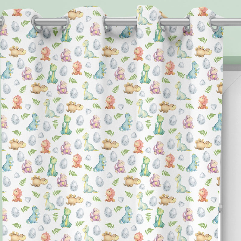 Colourful baby dinosaur children's bedroom and nursery blackout lined curtains