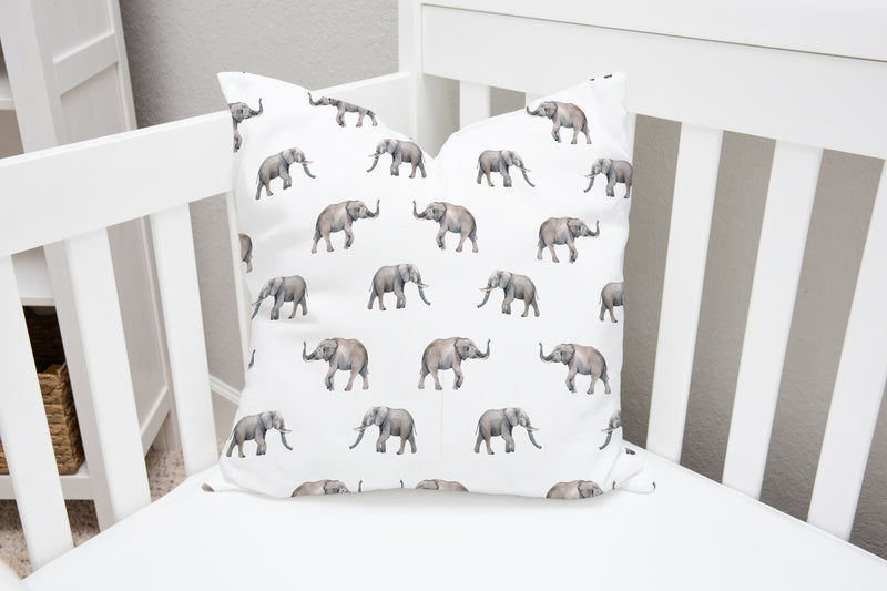 Grey elephant children's bedroom and nursery cushion