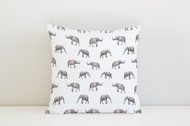 Grey elephants children's bedroom and nursery pillow