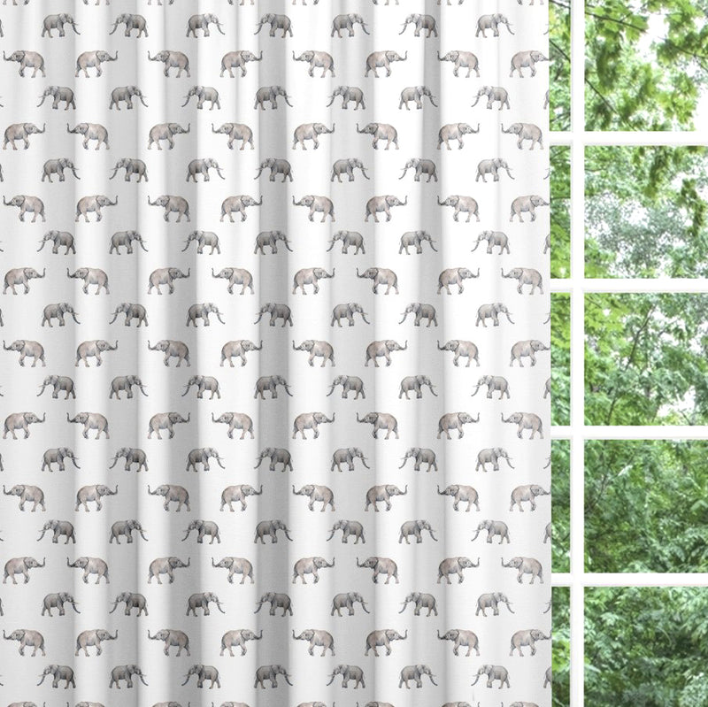 Grey elephant blackout lined children's bedroom and nursery curtains