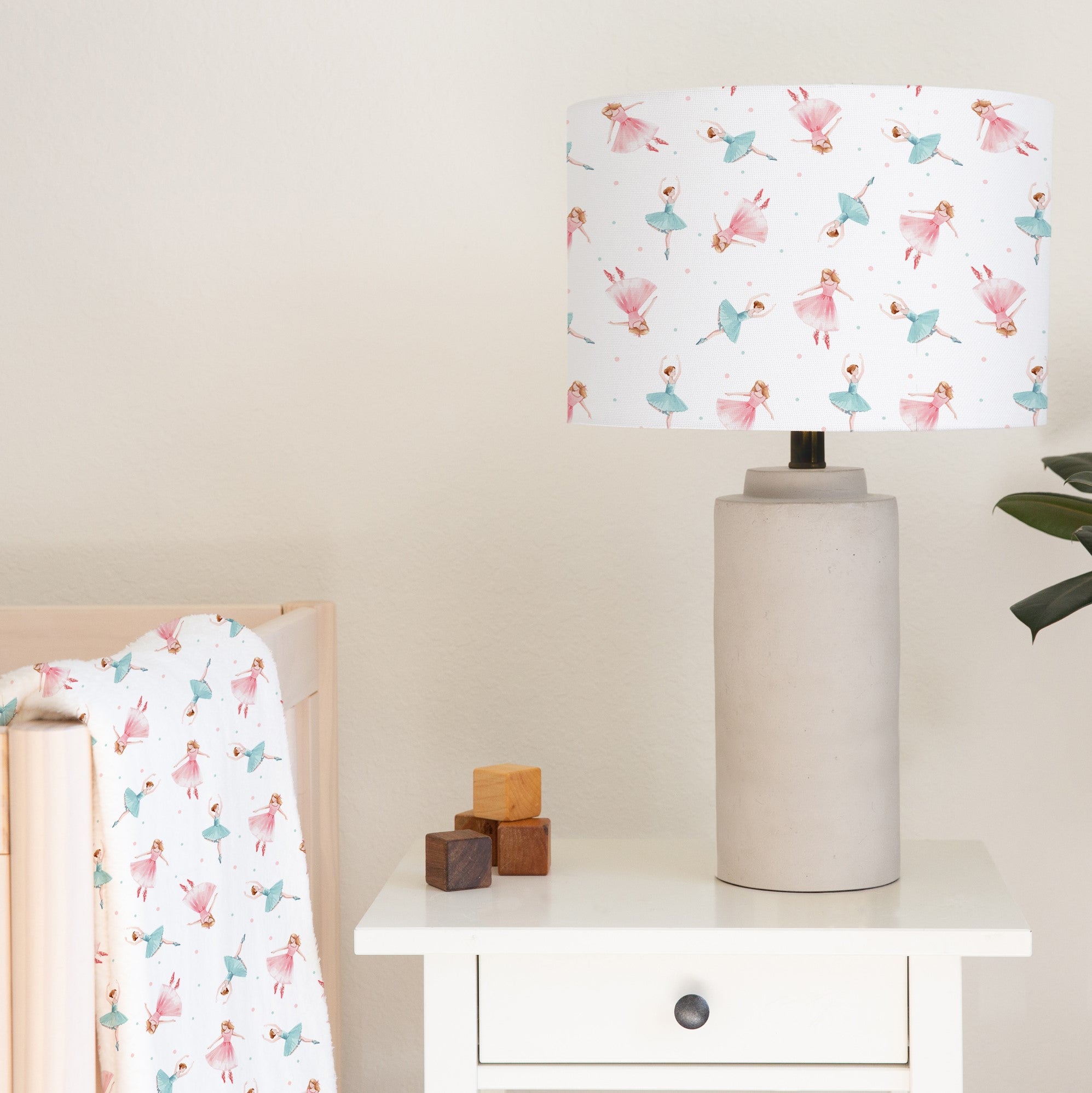 Ballet dancer children's bedroom nursery light shade pink mint green