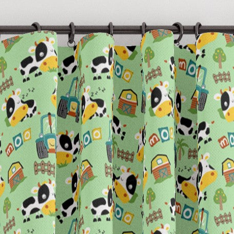 Pencil pleat children's bedroom and nursery curtains in farmyard scene print. Big Little Bedrooms. Free Shipping. 