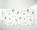 Green dinosaurs fleece baby blanket, children's bedroom and nursery bedding