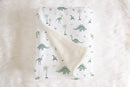 Green dinosaurs fleece baby blanket- Big Little Bedrooms- Free Shipping