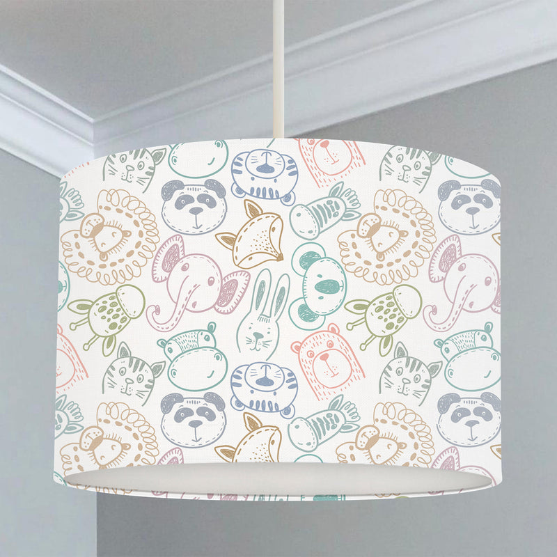 Gender neutral children's bedroom nursery animal outline ceiling lampshade