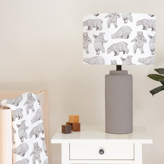 Dancing brown bears, children's bedroom and nursery lampshade lightshade for ceiling fitting or lamp base.