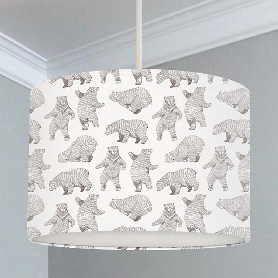 Dancing brown bears, children's bedroom and nursery ceiling lampshade.