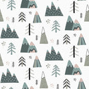 Wilderness inspired mountain and fir tree print, children's bedroom and nursery decor. Big Little Bedrooms. Free Shipping. 