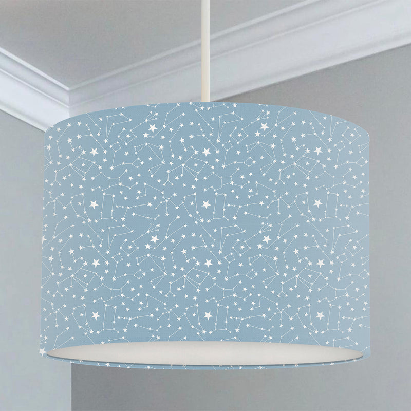 Light blue space constellations children's bedroom and nursery lampshade