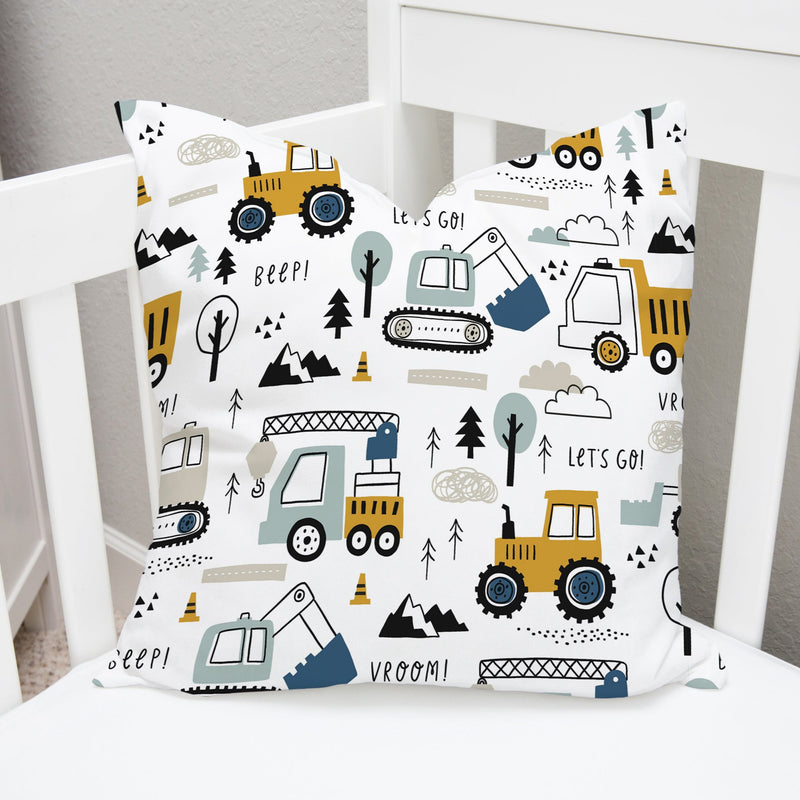 Let's Go Construction Vehicles Cushion Cover