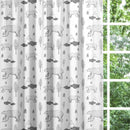 Backout lined children's bedroom and nursery curtains, monochrome bear and mountains.