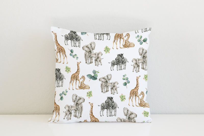Mummy and baby safari animals children's bedroom and nursery pillows and bedding