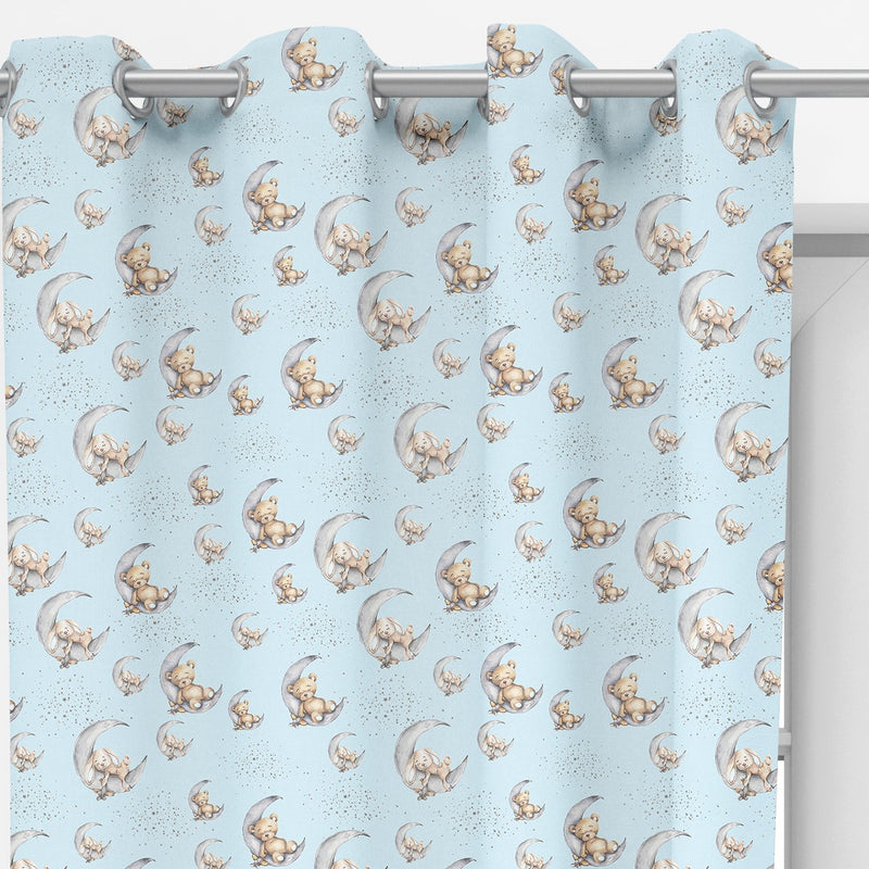 Bedtime for baby and bear curtains, blue freeshipping - Big Little Bedrooms