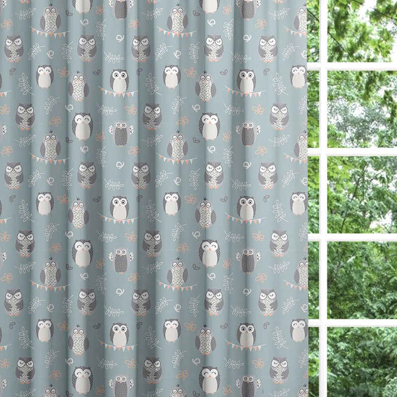 Backout lined children's bedroom and nursery curtains, Little owls.