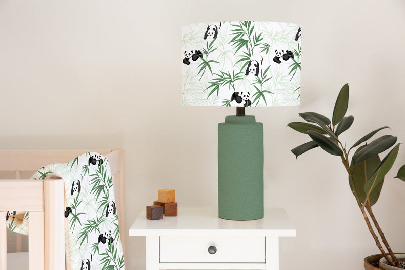 Panda bears and bamboo shoots light shade lamp for children's bedroom or nursery