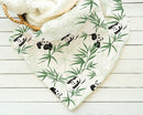 Monochrome pandas and green bamboo children's bedroom and nursery blanket