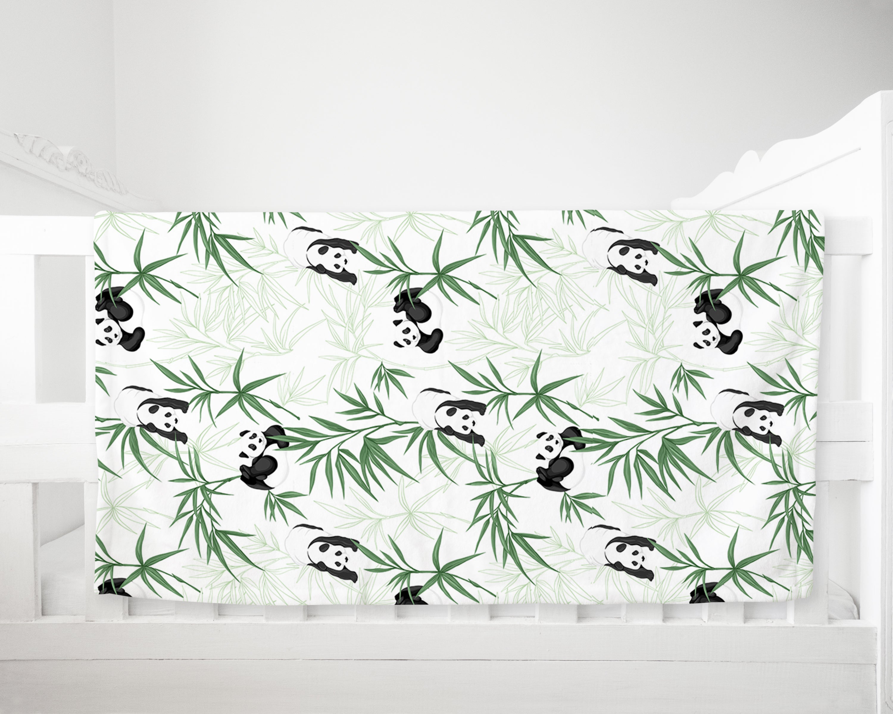 Panda bears and bamboo children's bedroom and nursery bedding, blankets and throws. 