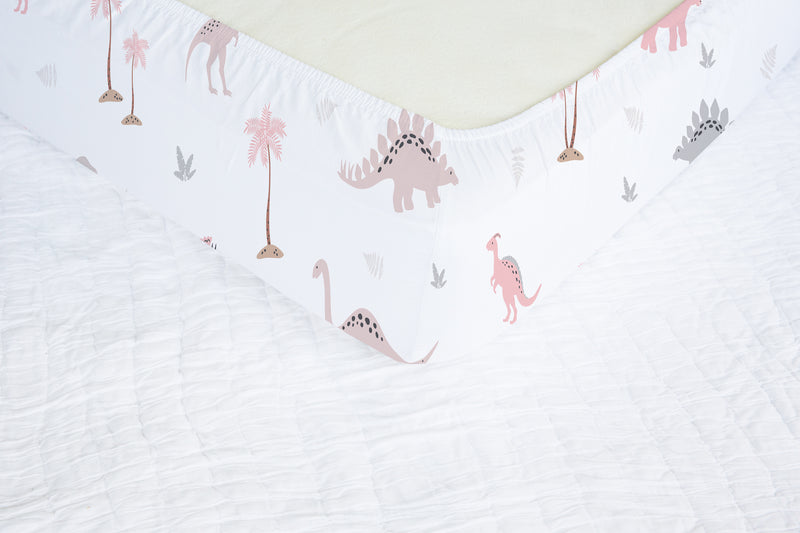 Children's bedroom and nursery pink dinosaur bedding