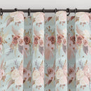 Pencil pleat children's bedroom and nursery curtains in pink flowers on mint stripe print. Big Little Bedrooms. Free Shipping. 
