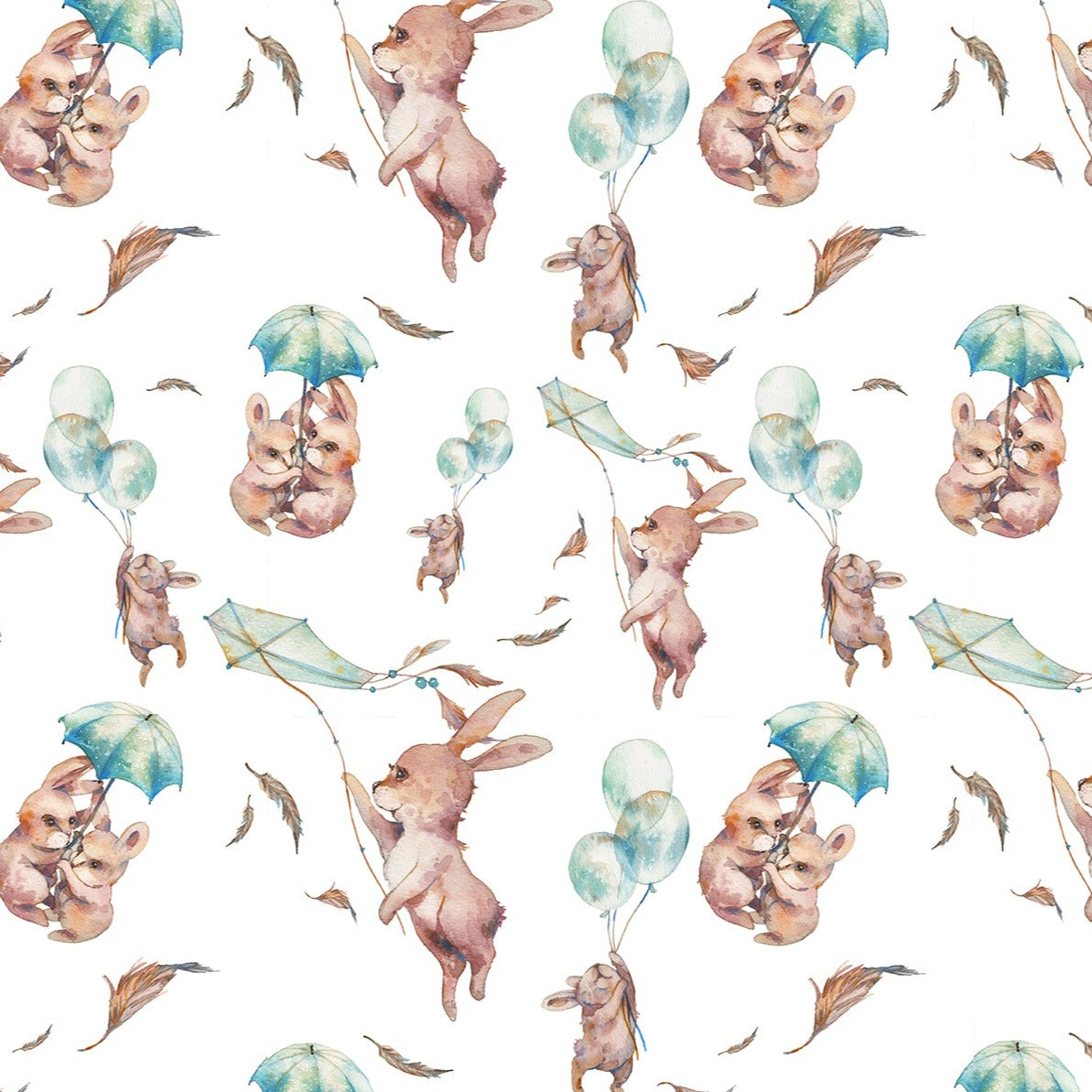 Bunny rabbit windy day blackout lined children's bedroom and nursery curtains, pencil pleat or eyelet, as featured on ITV's Maternal