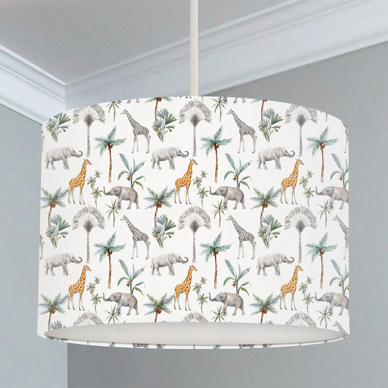 Safari Animals Lampshade, White freeshipping - Big Little Bedrooms