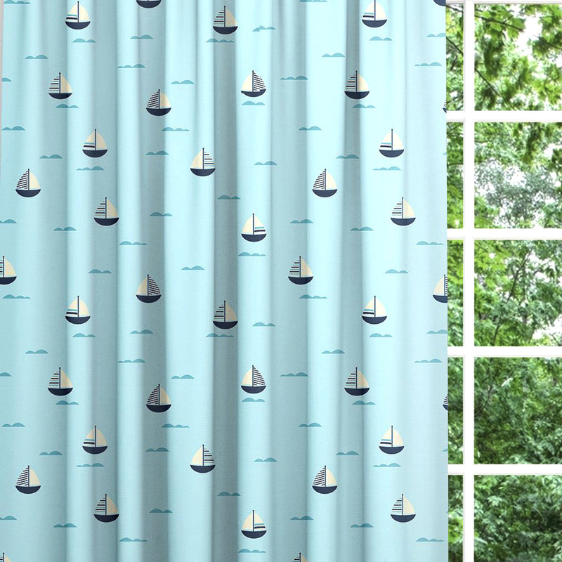 Backout lined children's bedroom and nursery curtains, sailing boats.