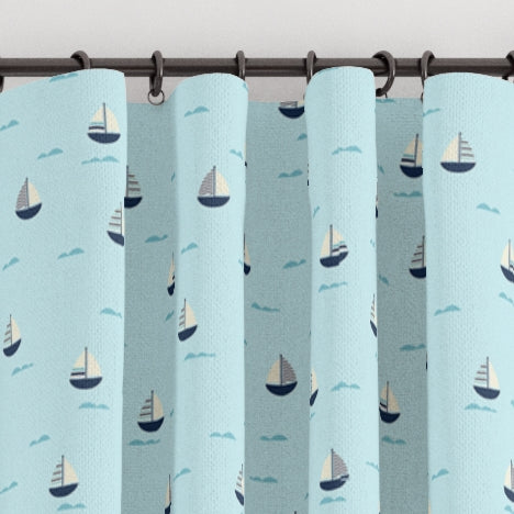 Pencil pleat children's bedroom and nursery curtains in sailing boats print. Big Little Bedrooms. Free Shipping. 