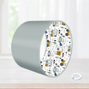 Lined Let's Go Lampshade, Blue, Grey and Mustard