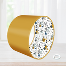 This fun lined ceiling lampshade features our best selling 'Let's Go' pattern featuring construction vehicles including cranes, tractors and diggers on the inside, and your choice of a solid blue, mustard or grey on the outside.  